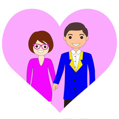 Obraz na płótnie Canvas Cute couple lovers with heart. Vector illustration design