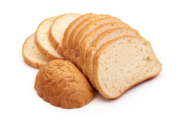 Slices of wheat bread, isolated on white background