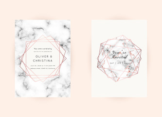 WEDDING Invitations Rose Gold Marble Vector