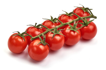 Fresh cherry tomatoes, isolated on white background
