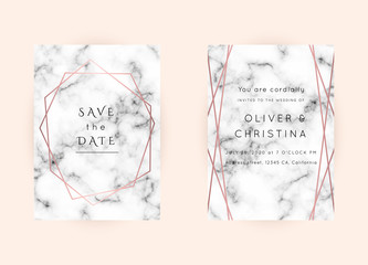 Obraz premium WEDDING Invitations Rose Gold Marble Vector
