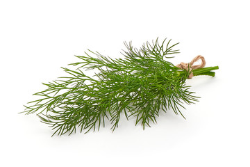 Fresh green dill, isolated on white background