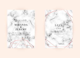 WEDDING Invitations Rose Gold Marble Vector
