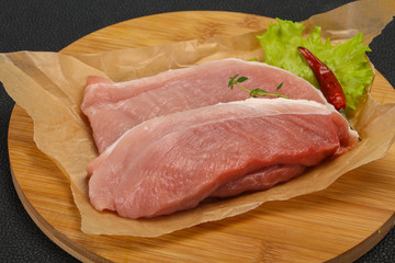 Juicy raw pork steak meat