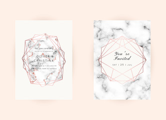 WEDDING Invitations Rose Gold Marble Vector