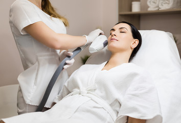 Hardware cosmetology. Acne treatment of the skin in a cosmetology clinic.