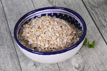 Raw oats in the bowl