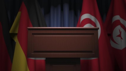 Many flags of Tunisia and Germany, 3D animation