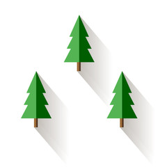 Christmas trees in vector flat design style. Fir tree icon isolated on white