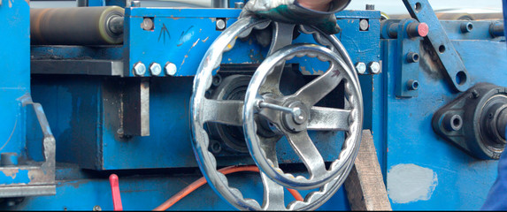 Manual operated handle ball valve at industrial plant