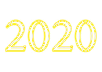 Simple New Year 2020 Text neon