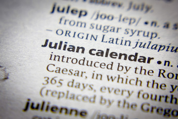 Word or phrase Julian calendar in a dictionary. - obrazy, fototapety, plakaty