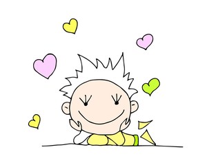 Valentine's Day. Be my Valentine. Cute hand drawn Boy and Girl isolated on a hearts background. Vector illustration.