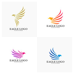 Set of Eagle logo design vector, Phoenix logo concept, Simple Eagle logo template, Icon Symbol, Creative design