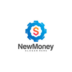 Obraz premium Gear money logo design concept vector, Simple Money gear logo template, Icon Symbol, Creative design