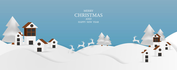 Merry Christmas and Happy New Year background. Winter landscape.