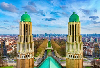 Foto op Aluminium Prachtig panorama van Brussel (Bruxelles) gezien vanaf de Nationale Basiliek van het Heilig Hart, België © Travellaggio
