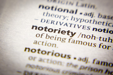 Word or phrase Notoriety in a dictionary.