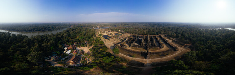 Angkor Wat Temple in Cambodia, 360 VR panorama drone shot