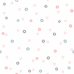 Seamless pattern with scattered small circles. Simple girly print. Vector illustration.