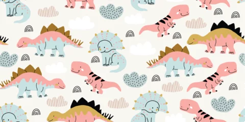 Modèle sans couture de dinosaure dino scandinave