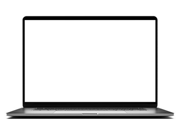 Laptop frameless blank screen isolated on white background	