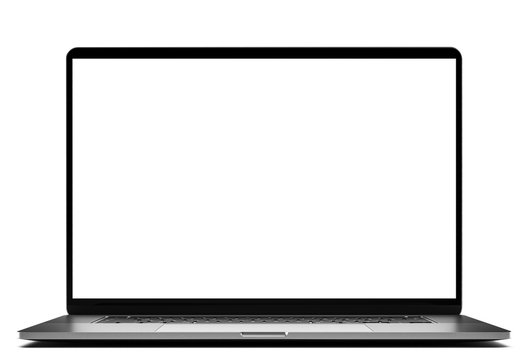 Laptop frameless blank screen isolated on white background	