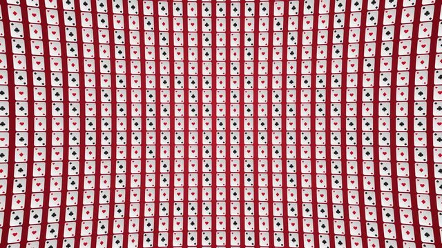 Playing card suits hearts diamonds clubs spades pattern animated background