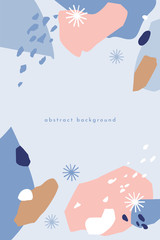 Winter abstract pattern. A collection of chaotic spots with natural colorful shapes. Trendy graphic elements for design of invitation, banner, postcard, flyer or poster. Vector illustration.