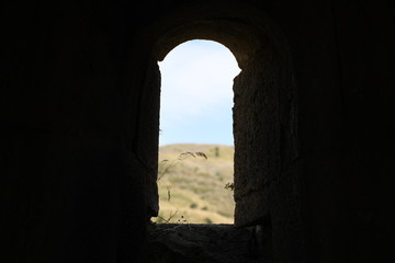 different views of the ruined medieval church in Armenia