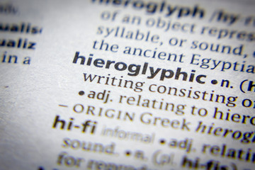 Word or phrase Hieroglyphic in a dictionary.