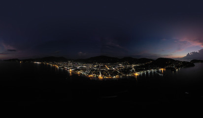 360 VR, Patong city Night Cars and Bikes traffic in Thailand Phuket Island
