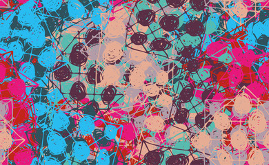 Abstract seamless geometric pattern. Multi color grunge texture
