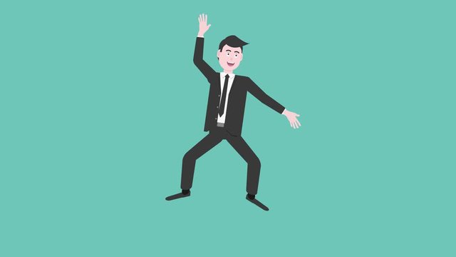 Animated graphic businessman jumping excited with joy