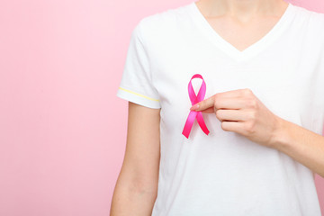 Pink ribbon, the international symbol of breast cancer.