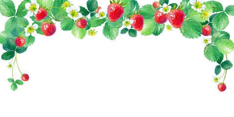 イチゴの丸いフレーム 水彩イラストのトレースベクター Wall Mural Keikotakamatsu