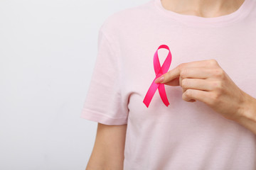 Pink ribbon, the international symbol of breast cancer.