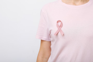 Pink ribbon, the international symbol of breast cancer.