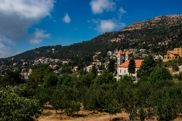 Fototapeta na wymiar Mountain village Baskinta in Lebanon