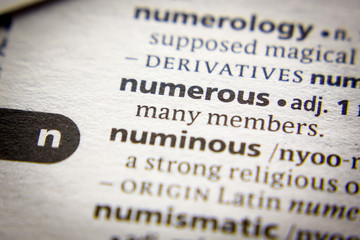 Word or phrase Numerous in a dictionary.