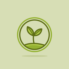 Vector Plant Based Icon with Leaf Plant