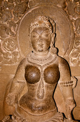 Beautifully carved idols, Cave No. 32, Ellora Caves, Aurangabad, Maharashtra