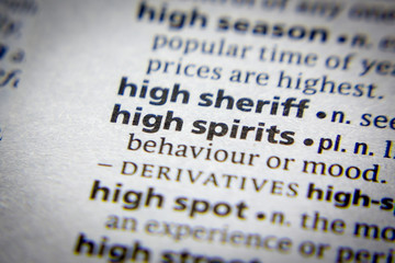 Obraz premium Word or phrase High spirits in a dictionary.