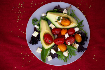 Avocado and Tomato Salad with Feta Cheese