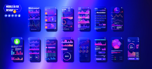 UI, UX, GUI screens fitness app and flat web icons for mobile apps, responsive website including. Web design and mobile template.