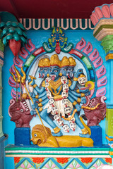Beautiful view of a Ravana mural at the Sri raja rajesweri amman koil Hindu temple in Sumatra, Indonesia