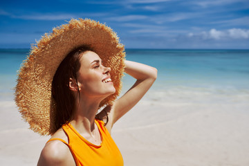 beautiful woman swimsuit beach island resort