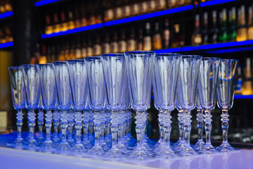 Fototapeta na wymiar Empty wine glasses on the table