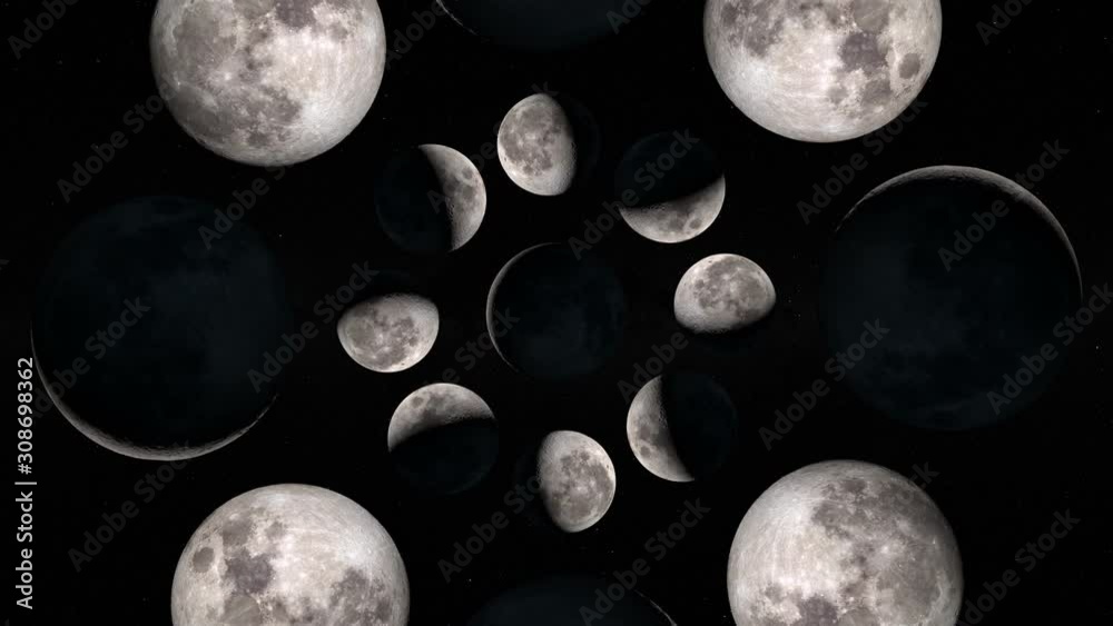 Canvas Prints seamless animation of moon phases with stars and milky way in the background. elements of this image