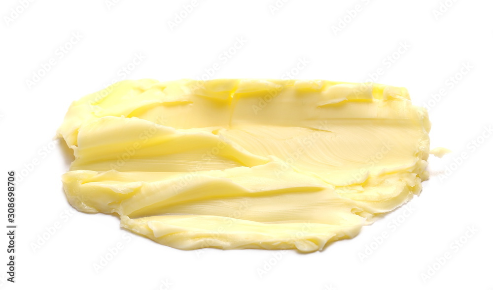 Wall mural yellow butter isolated on white background